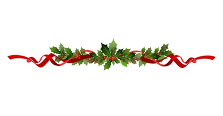 christmas greenery with red ribbon